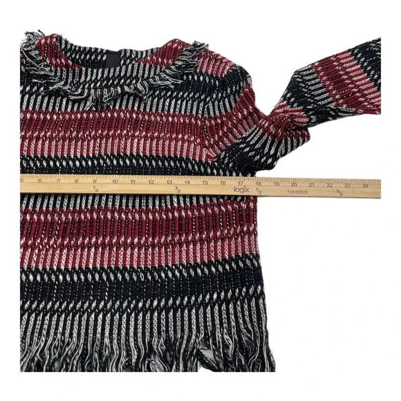 NICHOLAS Fringe Tweed Red Black Stripe Cotton Wool Woven Zip Top - Picture 14 of 15